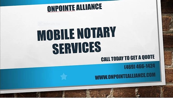 A business card for mobile notary services